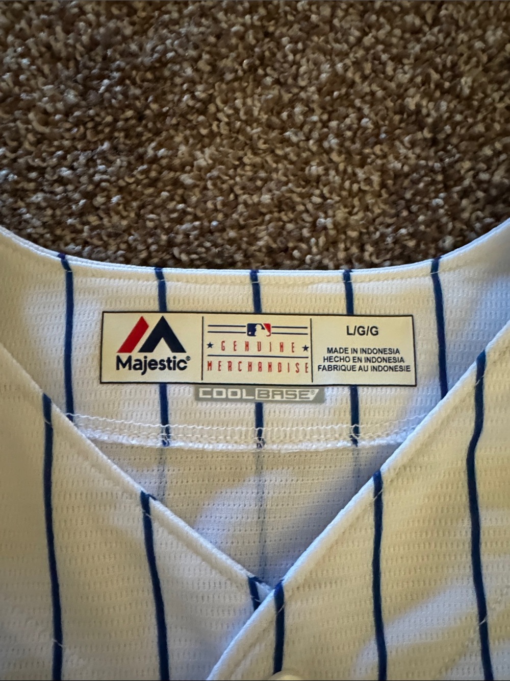 Majestic Chicago Cubs White & Blue Pinstripe Baseball Jersey - Picture 4 of 8